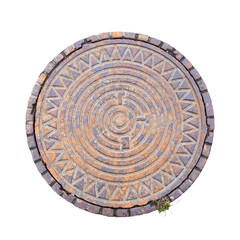 Manhole cover isolated on white