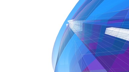 Abstract architectural rendering 3d illustration