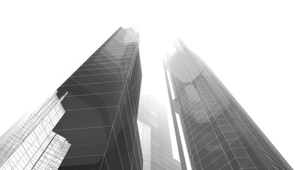 Abstract architectural rendering 3d illustration