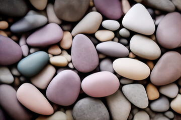 background of stones, pebbles in mauve taupe and pink, pastel colored pebbles, colored stones background, illustration, digital
