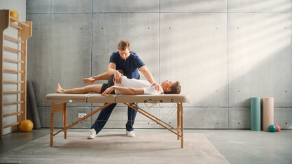Advanced Sport Physiotherapy Specialist Stretching and Working on Specific Muscle Groups or Joints...