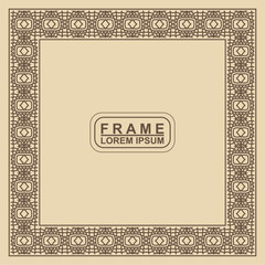 Vintage ornamental vector frame. Vector illustration template for design