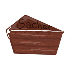 Symbol of Austria vector illustration. Austrian piece of chocolate cake with icing isolated on white background. Culture, traveling concept