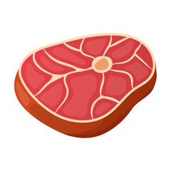 Piece of beef tenderloin for barbecue. Product vector ingredient illustration isolated on white background