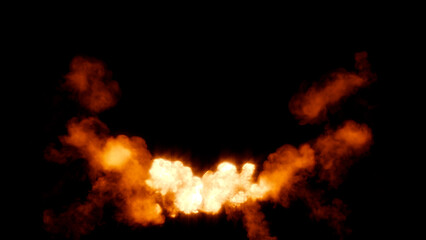 Burning fire bursting infernal effect, isolated - object 3D rendering