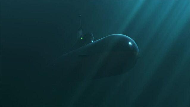 Heavy atomic submarine move underwater