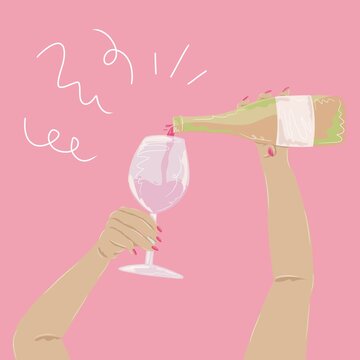 Woman pouring wine into glass