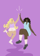 Two girls high fiving
