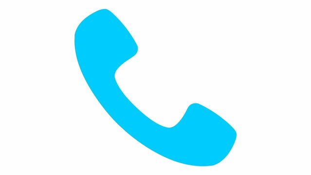 Animated blue icon of phone. Symbol of handset. Concept of communication, support. Looped video. Vector illustration isolated on white background.