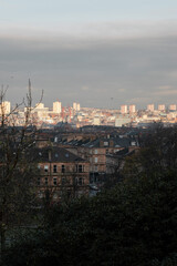 Fototapeta na wymiar Glasgow cityscape from Queen's Park, Scotland