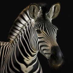 Fototapeta na wymiar Zebra Face Close Up Portrait - AI illustration 01