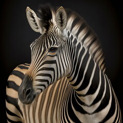 Fototapeta na wymiar Zebra Face Close Up Portrait - AI illustration 02