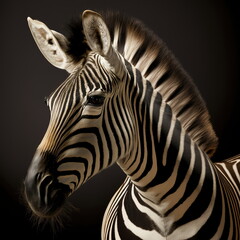 Fototapeta na wymiar Zebra Face Close Up Portrait - AI illustration 03