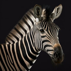 Fototapeta na wymiar Zebra Face Close Up Portrait - AI illustration 04