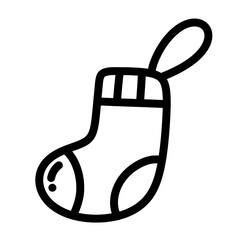 Christmas sock line icon.