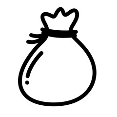 Christmas bag with gifts line icon.