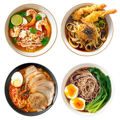 Japanese noodle ramen bowl isolated, set of asian food - 550045383