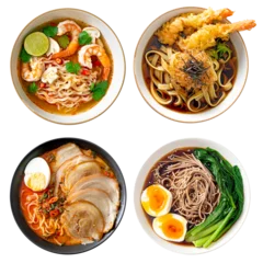 Crédence de cuisine en verre imprimé Manger Japanese noodle ramen bowl isolated, set of asian food