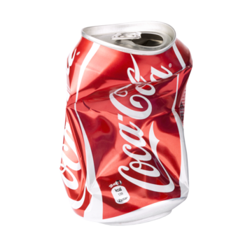 Crushed Coca Cola can isolated, beverage packaging cut out Stock Photo |  Adobe Stock