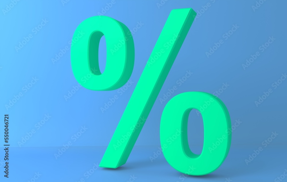 Fototapete Percent sign isolated from background with copy space. 3d rendering