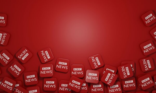 Melitopol, Ukraine - November 21, 2022: BBC News logo icon isolated on color background. BBC News is an operational business division of the British Broadcasting Corporation