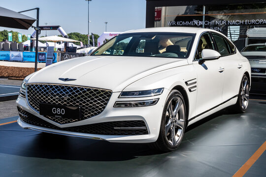 Genesis G80 luxury car showcased at the IAA Mobility 2021 motor show in Munich, Germany - September 6, 2021.
