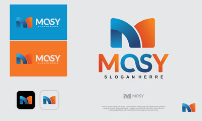 creative and minimalist M letter logo with gradient color