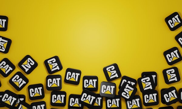Melitopol, Ukraine - November 21, 2022: Caterpillar logo icon isolated on color background. Caterpillar is a leading manufacturer of construction equipment