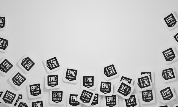 Melitopol, Ukraine - November 21, 2022: Epic Games logo icon isolated on color background. Epic Games is an American video game and software development corporation