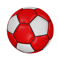 White and red color soccer ball in 3d render