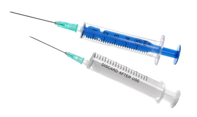 Medical syringe and needle on white, clipping path