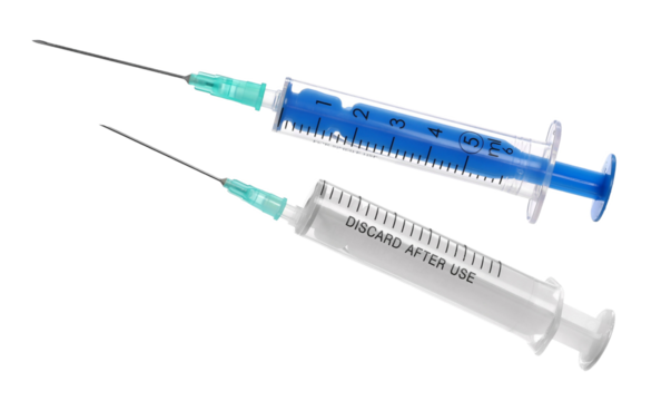 Medical syringe and needle on white, clipping path