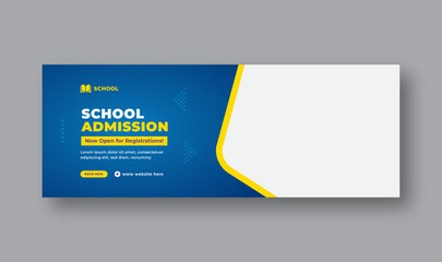 school admission facebook cover page layout and education web banner template - obrazy, fototapety, plakaty
