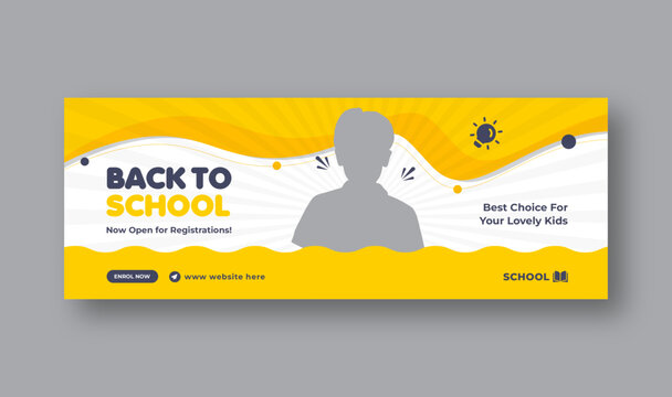 school admission facebook cover page layout and education web banner template