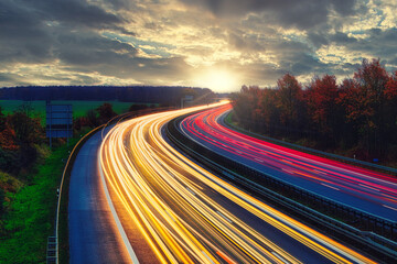 Langzeitbelichtung - Autobahn - Strasse - Traffic - Travel - Background - Line - Ecology - ...
