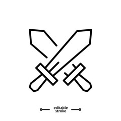 swords icon symbol logo illustration,editable stroke, flat design style isolated on white