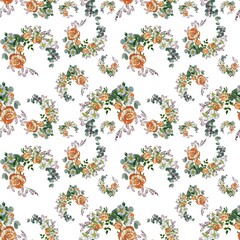 Flower rose daisy branch pattern cute watercolor