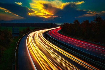 Langzeitbelichtung - Autobahn - Strasse - Traffic - Travel - Background - Line - Ecology - Highway...