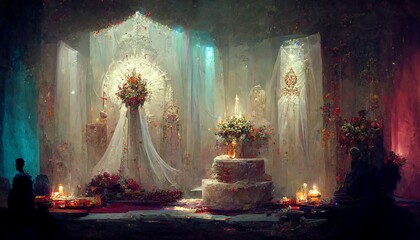 Obraz premium Lovely wedding altar ceremony design illustration