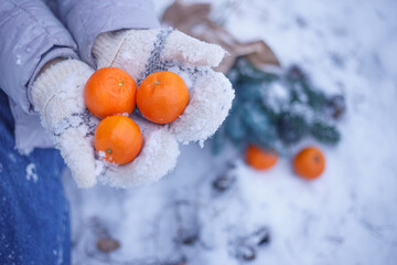 orange in the snow