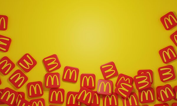 Melitopol, Ukraine - November 21, 2022: McDonald's logo icon isolated on color background. The McDonald's Corporation is the world's largest chain of hamburger fast food restaurants