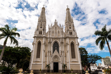 Fototapeta na wymiar Facade of Cathedral in Vitoria City, Espirito Santo State, Brazil