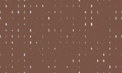 Seamless background pattern of evenly spaced white samurai symbols of different sizes and opacity. Vector illustration on brown background with stars
