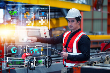 Worker are working in factory, engineer worker skills quality, maintenance, training industry factory worker , warehouse Workshop for factory operators, mechanical engineering team production.