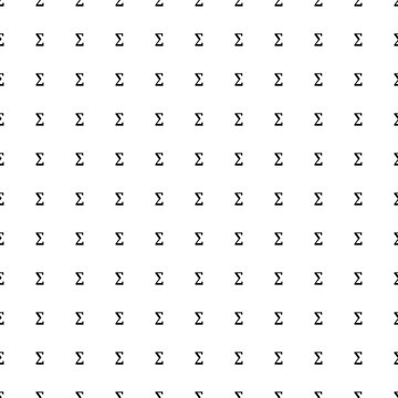 Square seamless background pattern from geometric shapes. The pattern is evenly filled with black sigma symbols. Vector illustration on white background
