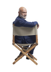 PNG file no background Confident film director looking at camera