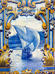 Azulejos at railway station of Pinhao