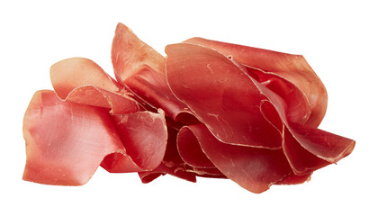 Ham, fresh smoked pork slices with cut out isolated on background transparent