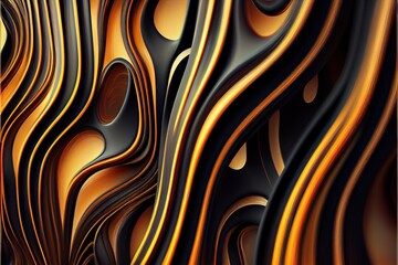 Abstract gold and black background design. Abstract wavy lines wallpaper