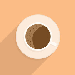 Vector Illustration of A Cup of Morning Coffee, top view Isolated on plain Background